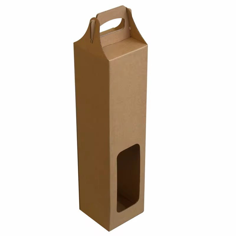 X12pcs - 1 Bottle Cardboard Box kraft With Window #CB2310