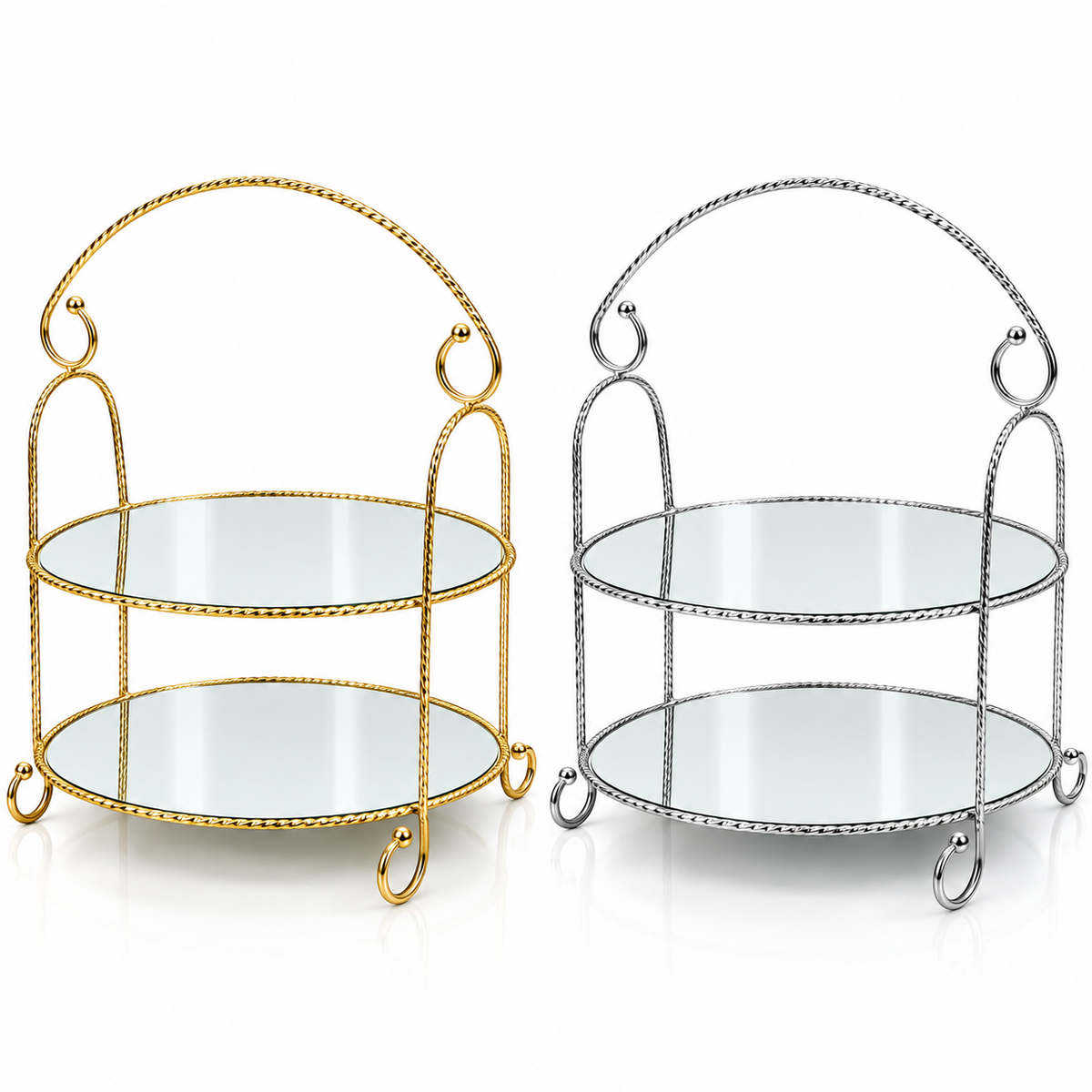 2-Tier Mirrored Metal Display Stand #DT4220