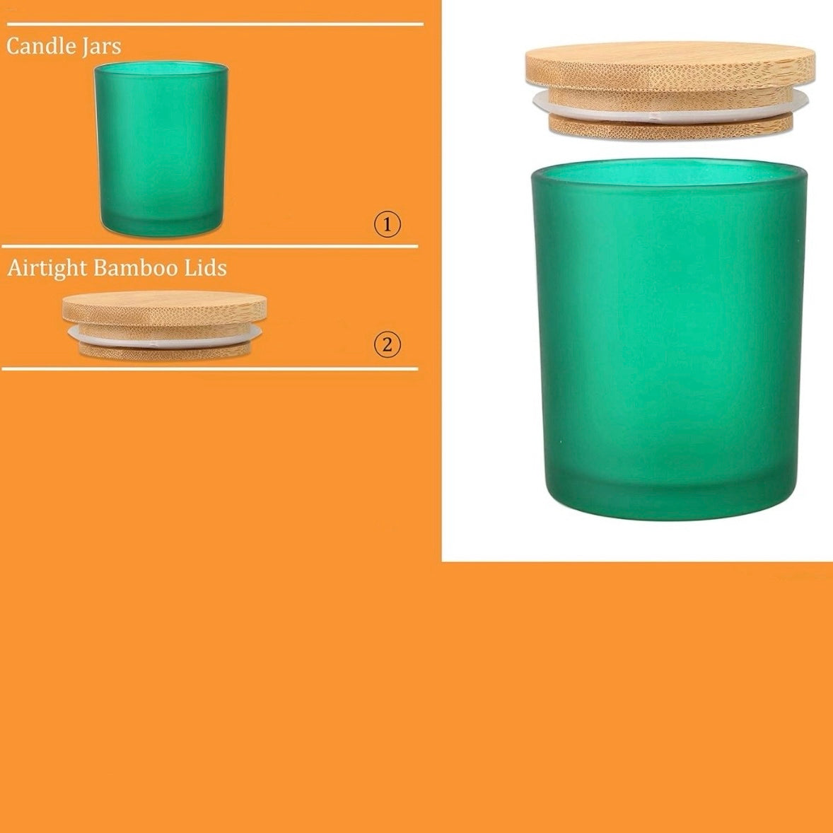 8oz Frosted Green Glass Jar With Lid #GJ1445