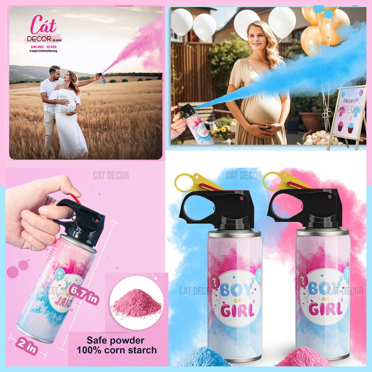 Gender Reveal Powder Spray – Boy or Girl Color Cannon #GS3087
