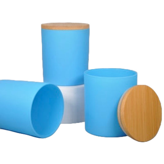 8oz Blue Matte Glass Jar With Lid #GJ1441