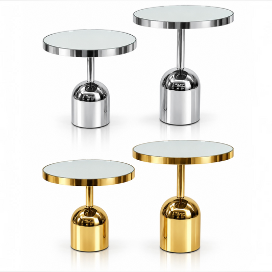Round Mirrored Display Stands – Set of 2 #DT4218