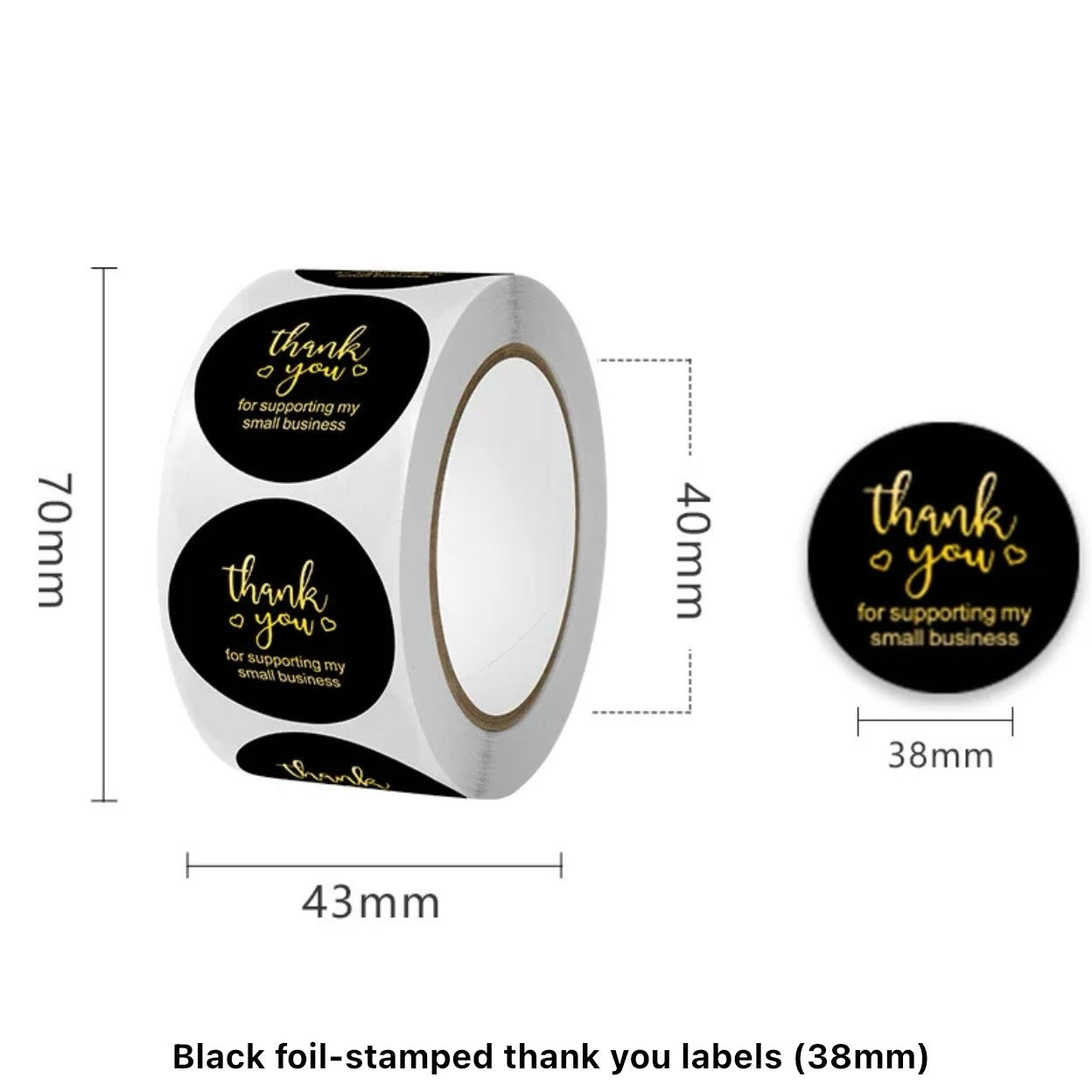 3.8cm x 500pcs Thankyou stickers #CS1307