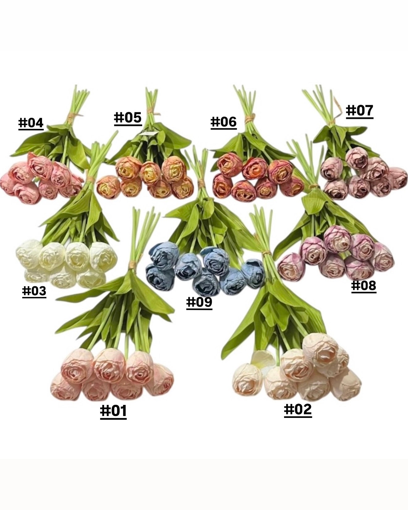 X7pcs / Artificial Pivoine Flower Bouquet – Multiple Colors #AF3092