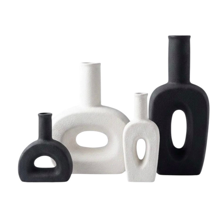 Abstract Hollow Ceramic Vase Collection – Modern Nordic Home Décor #CV3231