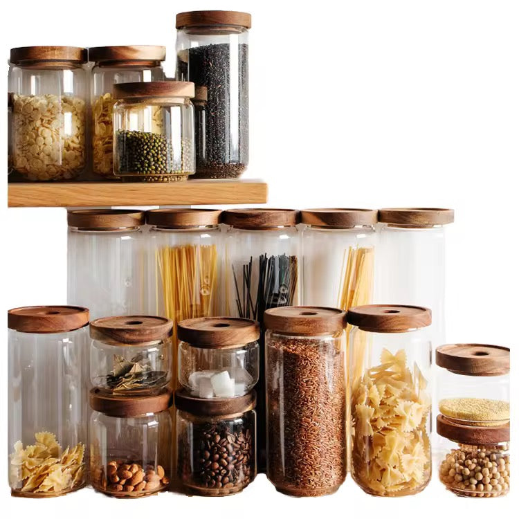 Glass Storage Jar with Wooden Lid #GS3948