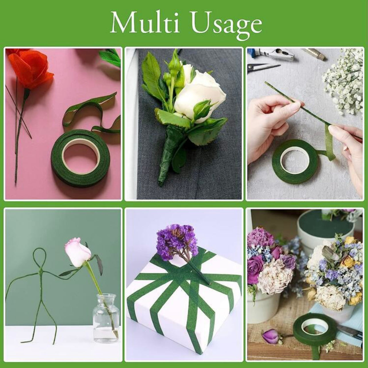 Green Floral Stem Tape #FT1079