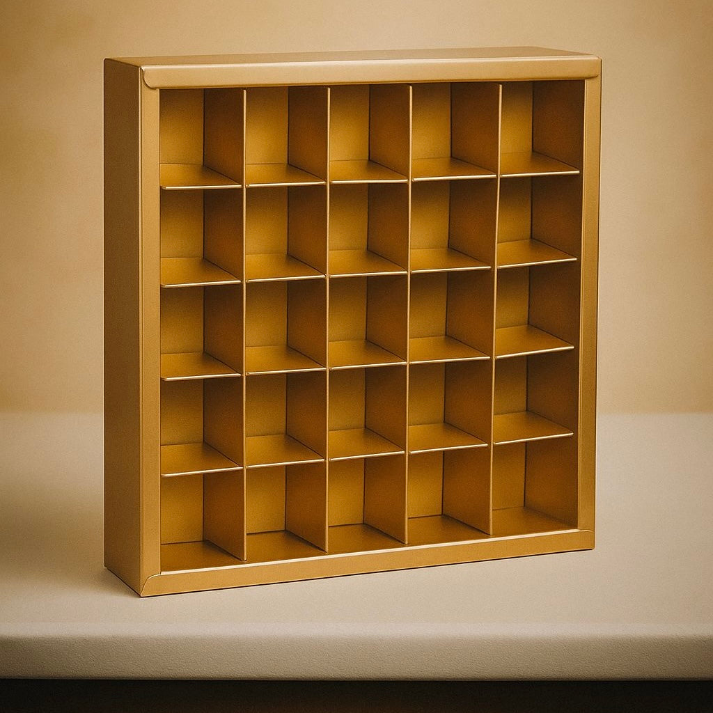 25x25cm - 25grids Gold Carton Box #CB2398