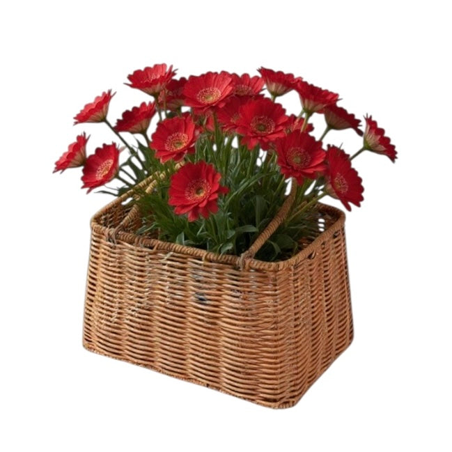 Woven Rattan Flower Basket with Handle #WB2682