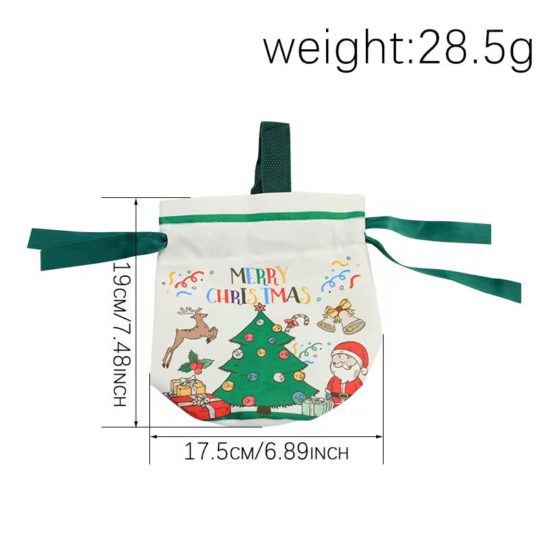 X1pc / Christmas Drawstring Gift Bag with Ribbon Handle – Festive Santa Design #JB2911