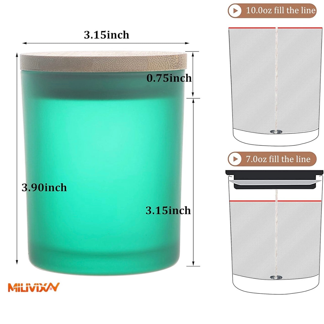 8oz Frosted Green Glass Jar With Lid #GJ1445