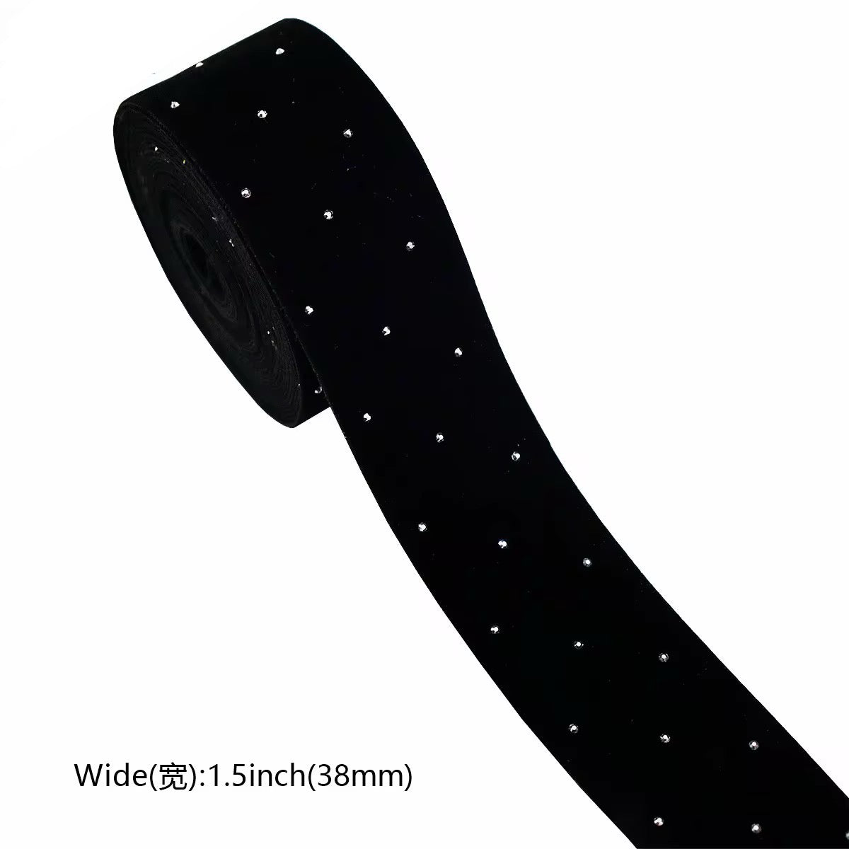 Velvet Rhinestone Ribbon Roll – Black & Red #VR2579