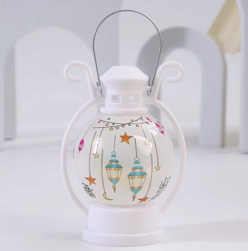 1pc  Decorative Lights LED Electronic Candle Lights Retro Lantern Wind Lights For Mubarak  Day Desktop Party Decoration( Battery Included) #RT1569