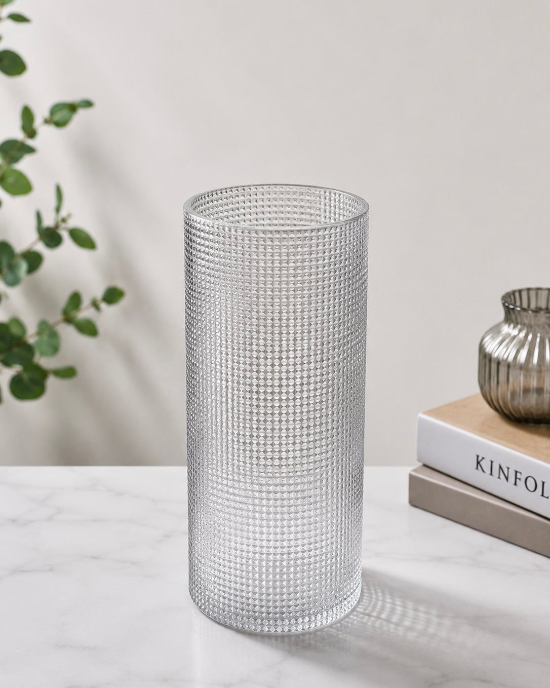 Diamond Texture Crystal Glass Vase  #GV3923