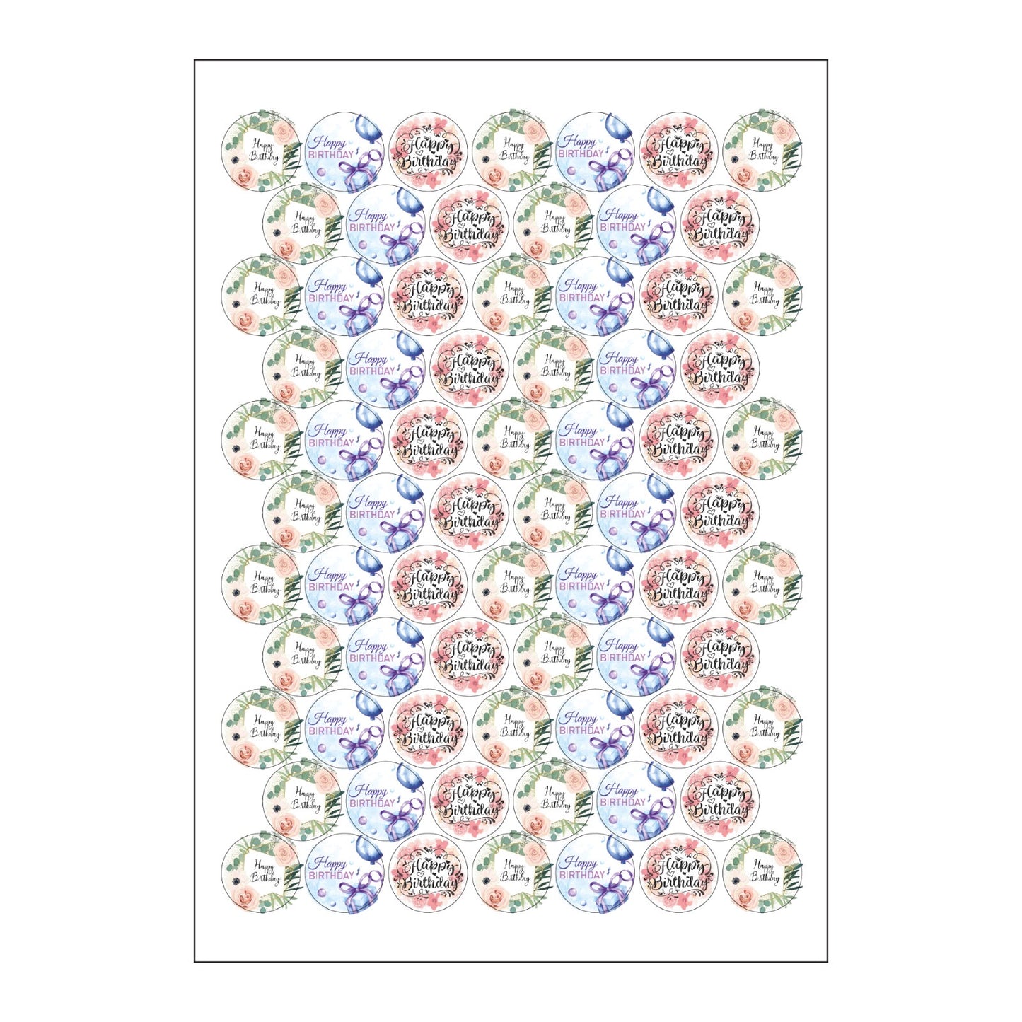 72pcs - 4cm Birthday Stickers #ST1783