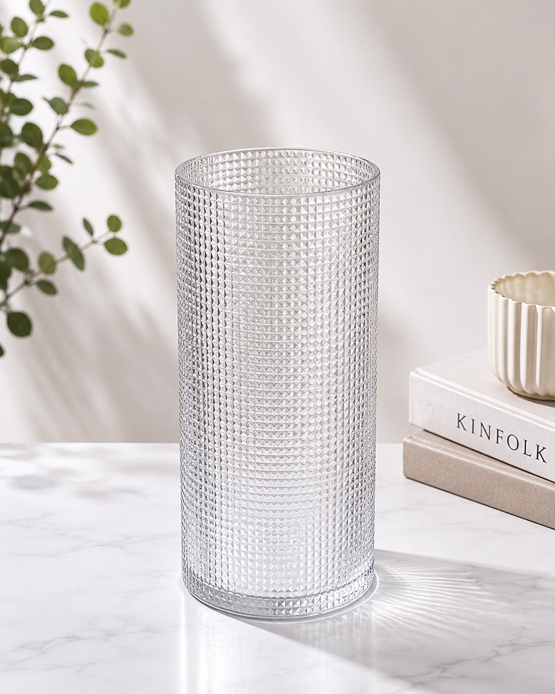 Diamond Texture Crystal Glass Vase  #GV3923