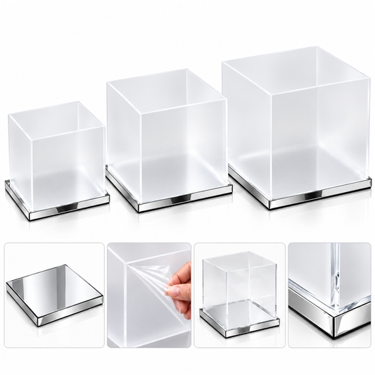 Acrylic Display Boxes with Mirror Bases – Set of 3 #AB4493