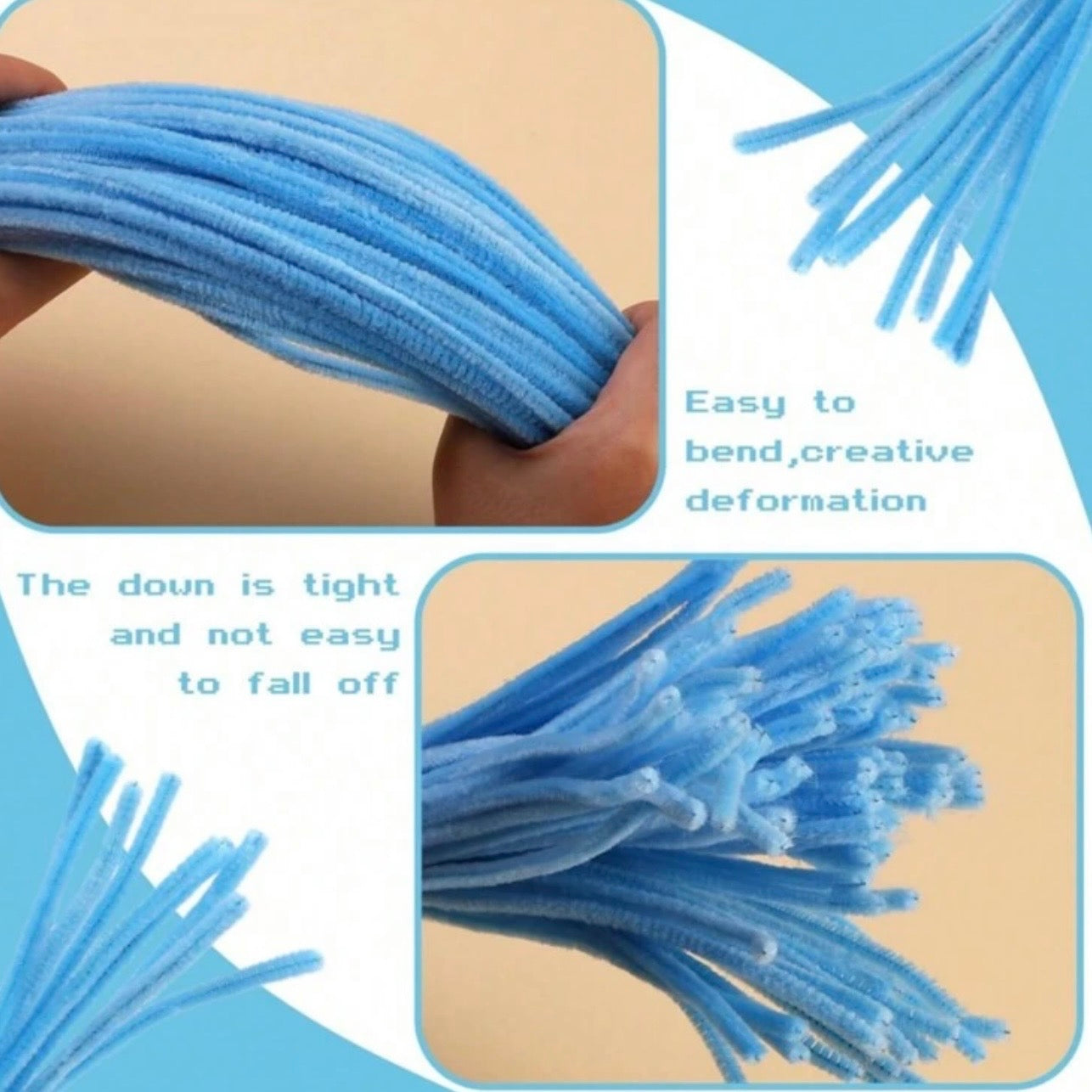 100pcs Blue Pipe Cleaner - 30cm x 6mm #CS3181