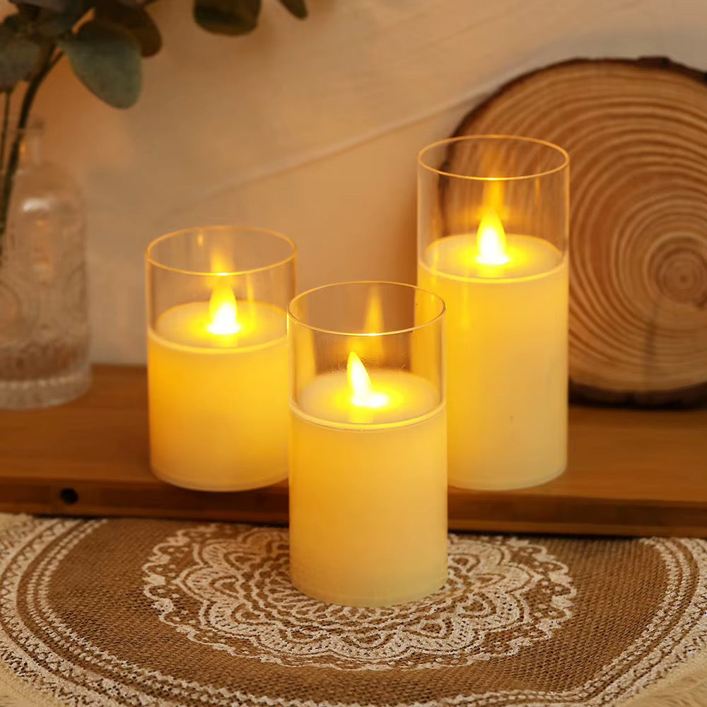 3pcs - Set / LED Flameless Candle with Remote Control #EC4103
