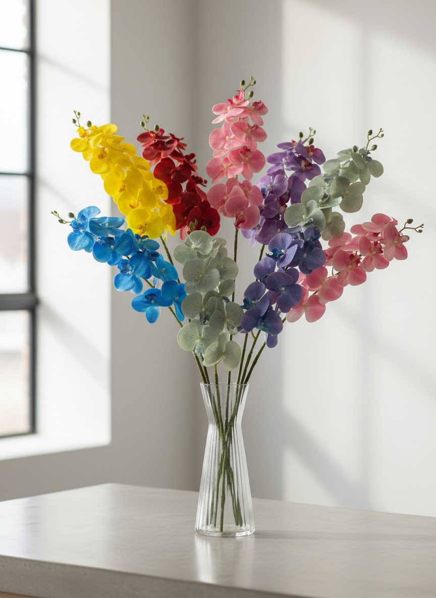 75cm Artificial Phalaenopsis Orchid Stem – Multiple Colors #AF3996