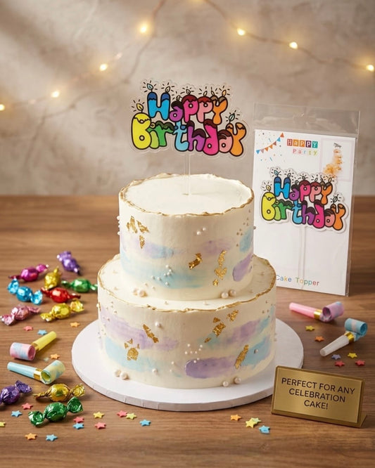 Colorful Happy Birthday Cake Topper #CT3897