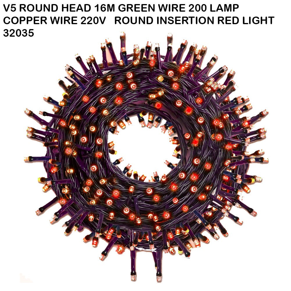 V5 Round Head LED Christmas String Lights – Multiple Colors & Lengths #CL4445