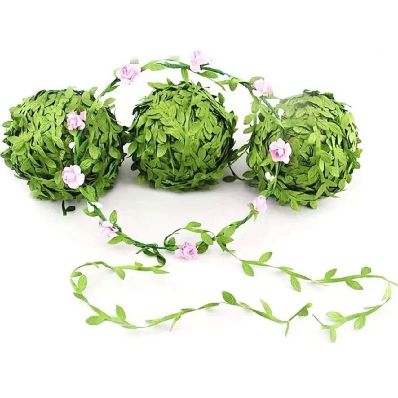 10m Green Leaves Ribbon #LR1061