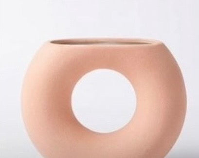 Modern Donut Ceramic Vase – Minimalist Hollow Center Design #CV3228