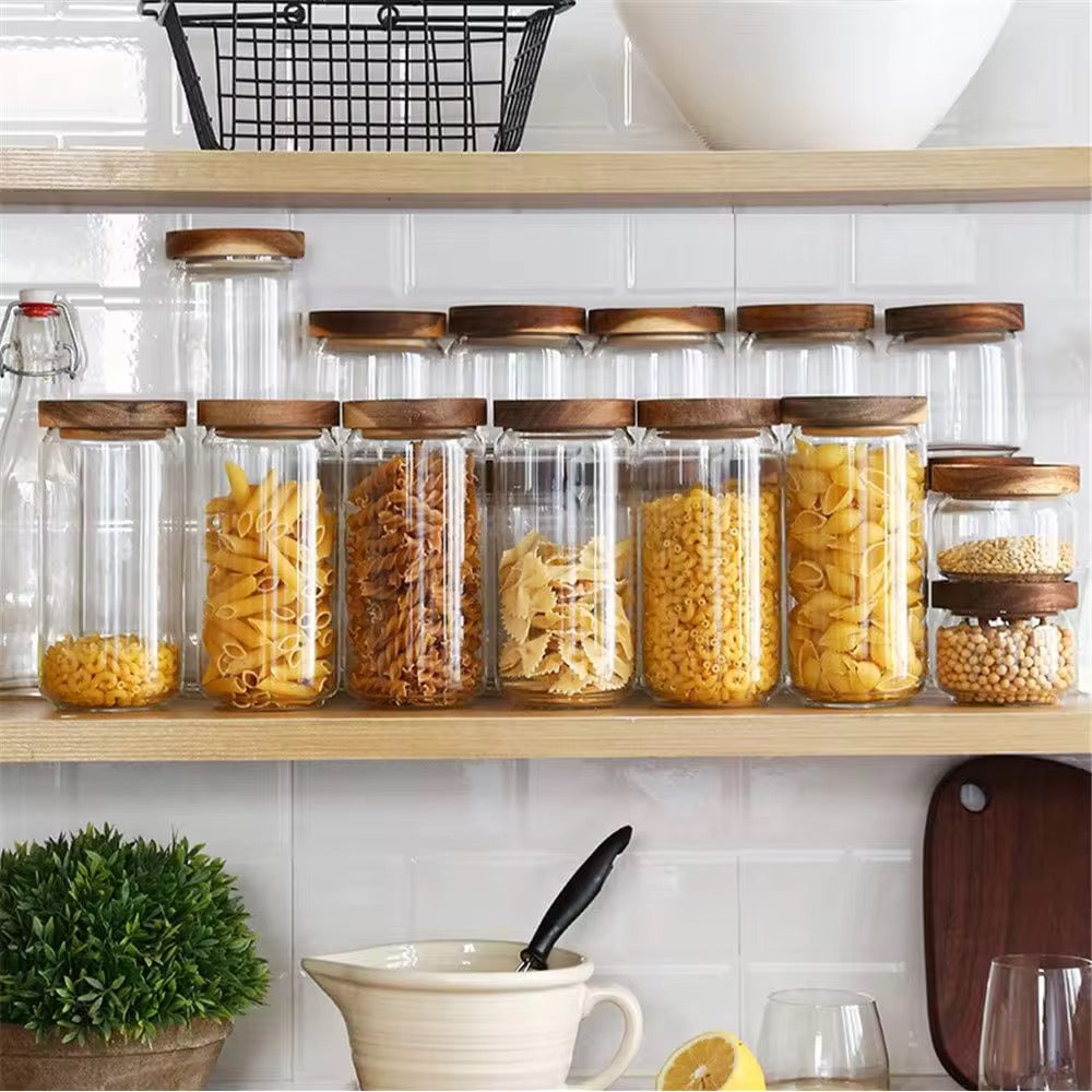 Glass Storage Jar with Wooden Lid #GS3948