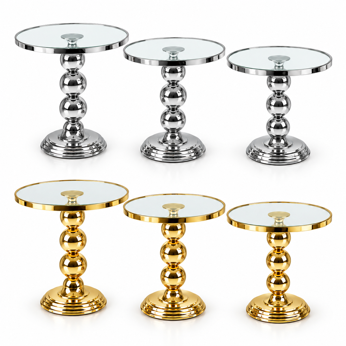 Set of 3 Mirrored Pedestal Display Stands #DA4223