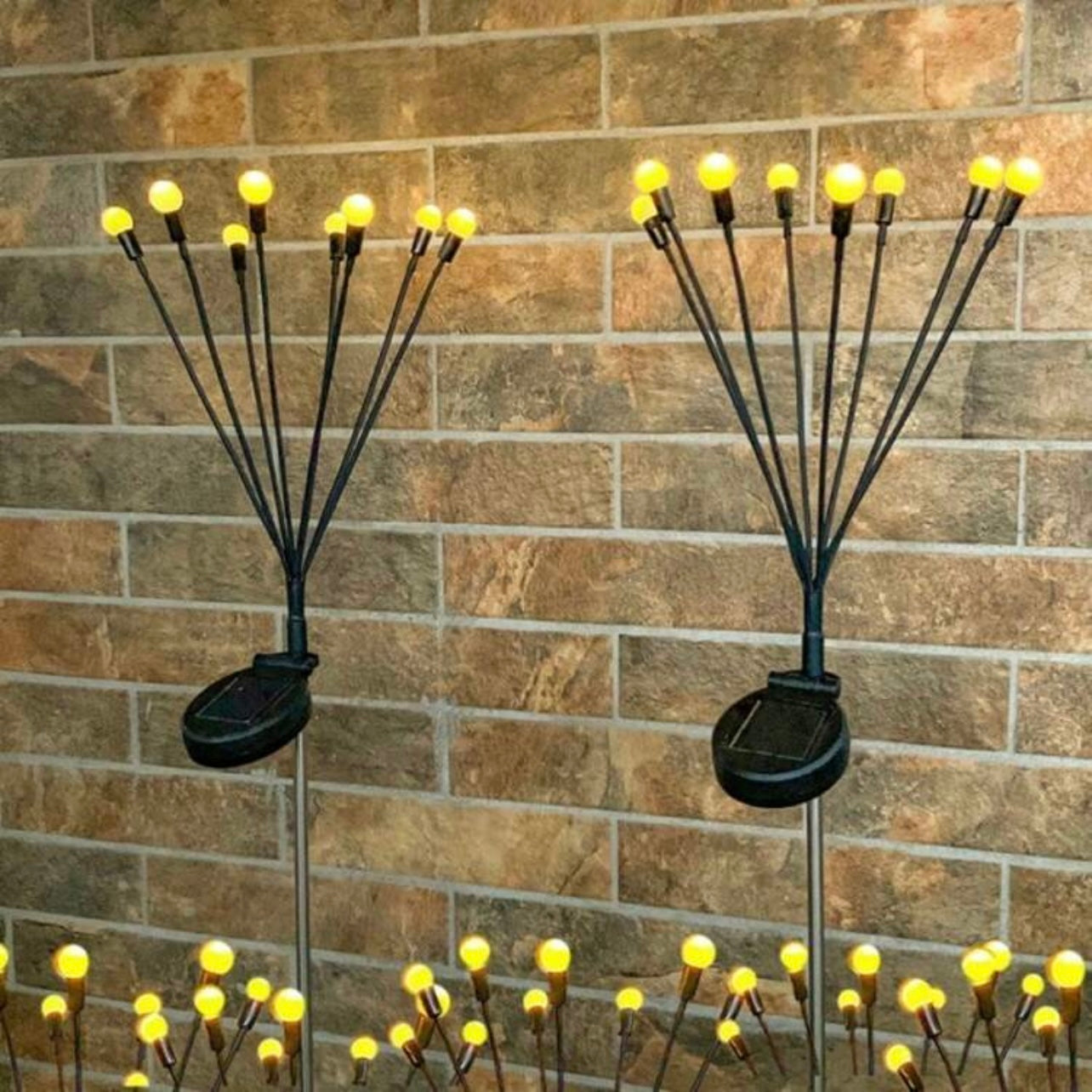 Solar Powered 6 LED Firefly Shaped Lawn Light With Wind Motion, Ground Insert Garden Decor Festival Swing Lamp #SL1448