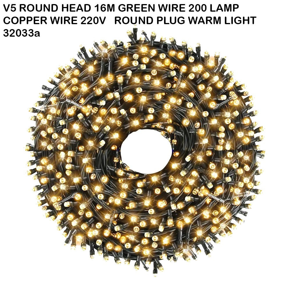 V5 Round Head LED Christmas String Lights – Multiple Colors & Lengths #CL4445