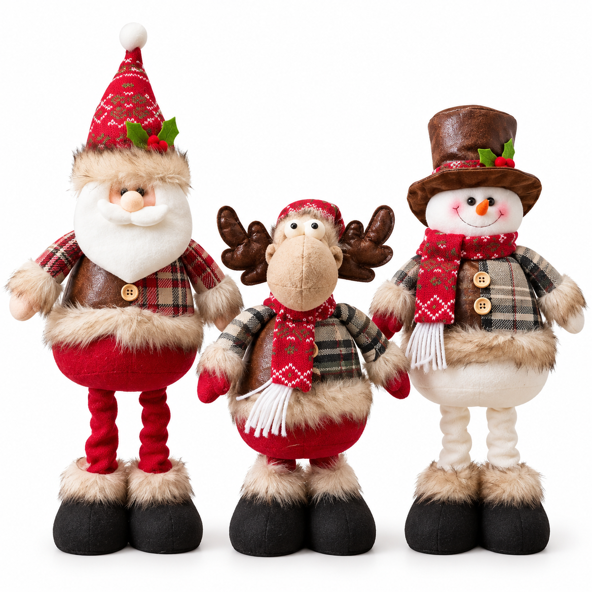 Retractable Christmas Standing Figures – Santa, Reindeer & Snowman #CP4389