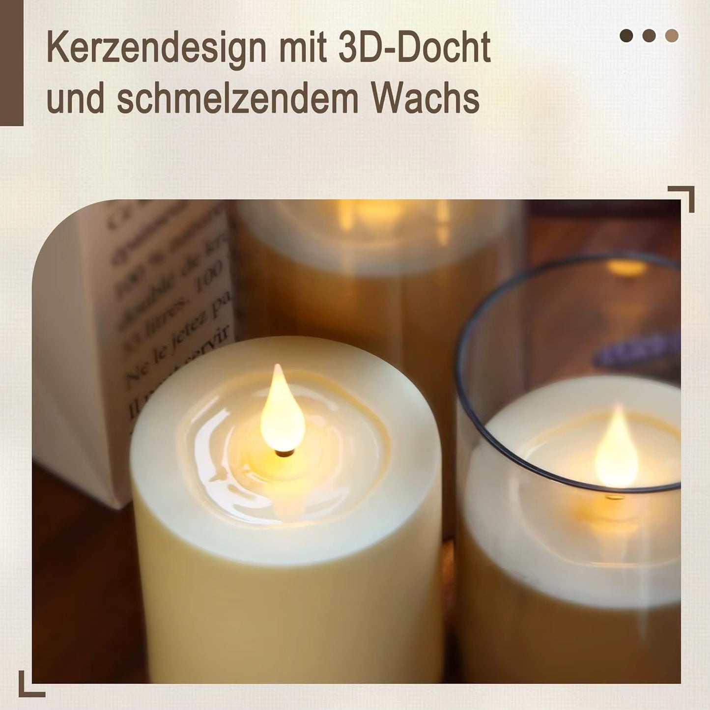 3pcs - Set / LED Flameless Candle with Remote Control #EC4102