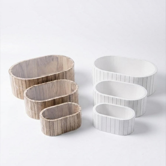 Oval Wooden Storage Basket Set #WB3973