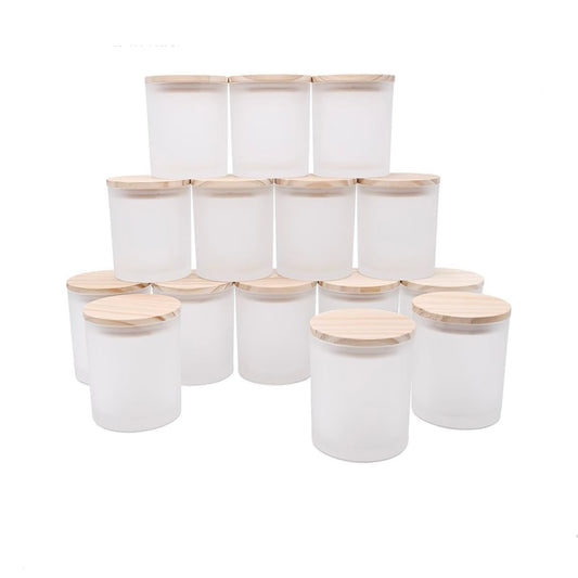 8oz Frosted White Glass Jar With Lid #GJ1755