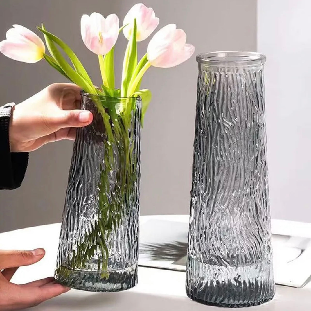 20x6.5cm - Elegant Glass Vase, Decorative Flower Arrangement Jar #GV2810