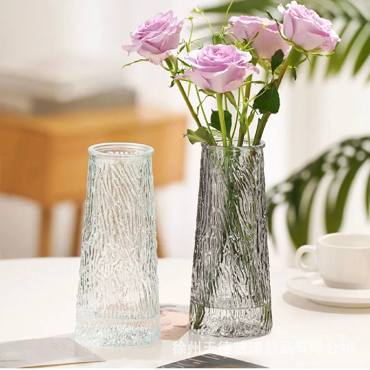 20x6.5cm - Elegant Glass Vase, Decorative Flower Arrangement Jar #GV2810