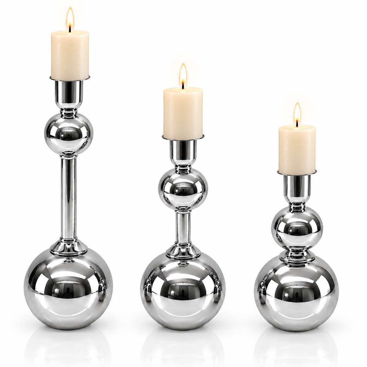 Silver Ball Design Candle Holders #CH4216