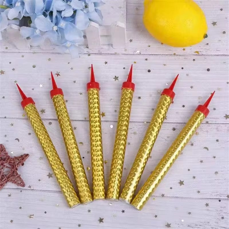 X6pcs - Gold Cake Sparklers, Celebration Fountain Candles #CC2419