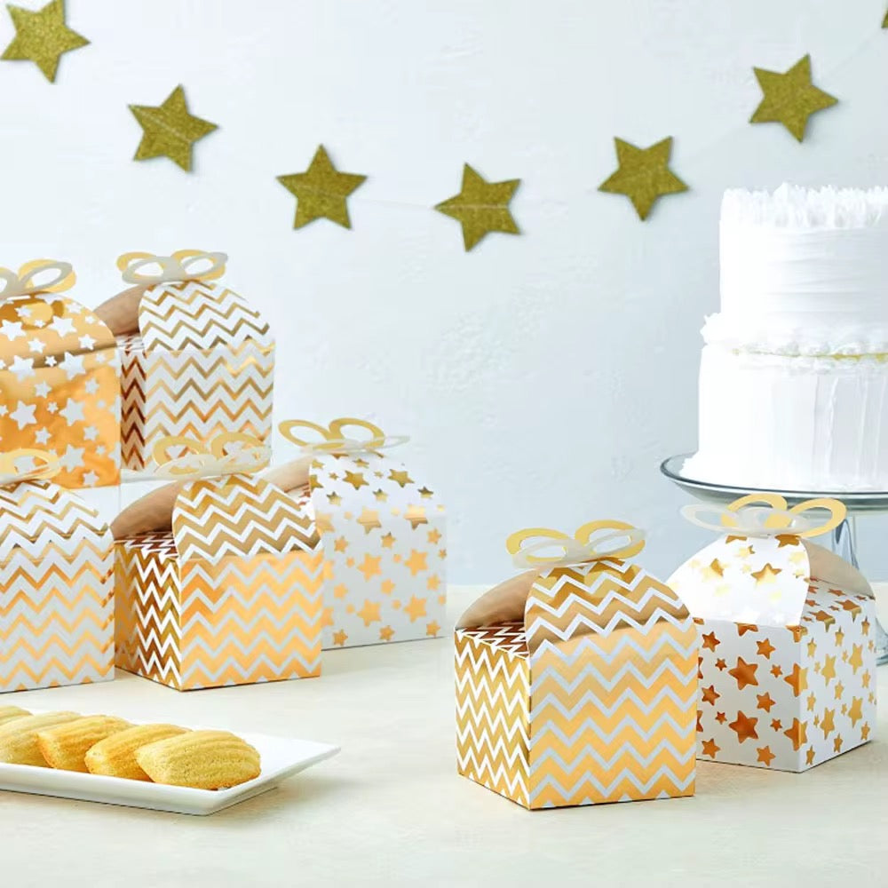 X12pcs Golden Party Favor Boxes #GB2505
