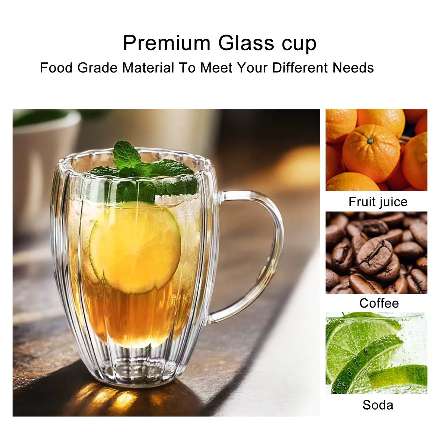 Double Wall Ribbed Glass Mug Collection  #GM3964