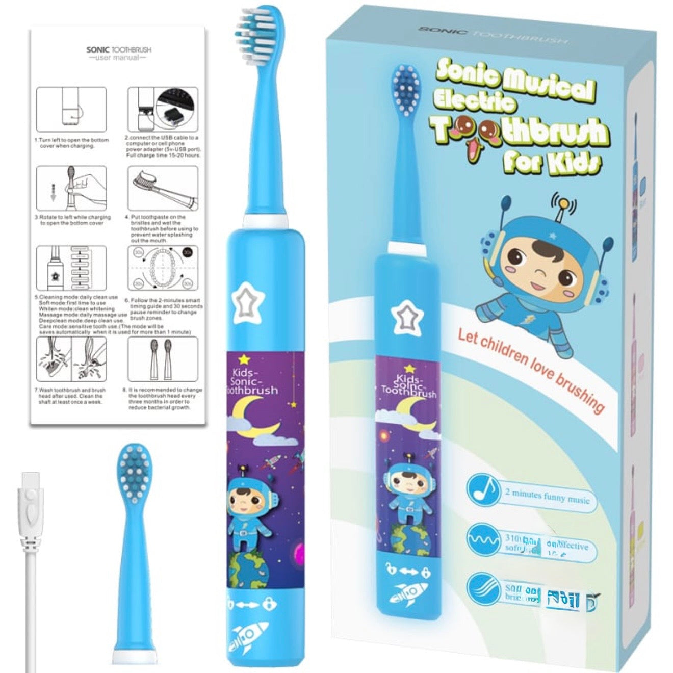 Blue Musical Electric Toothbrush for kids #TF006