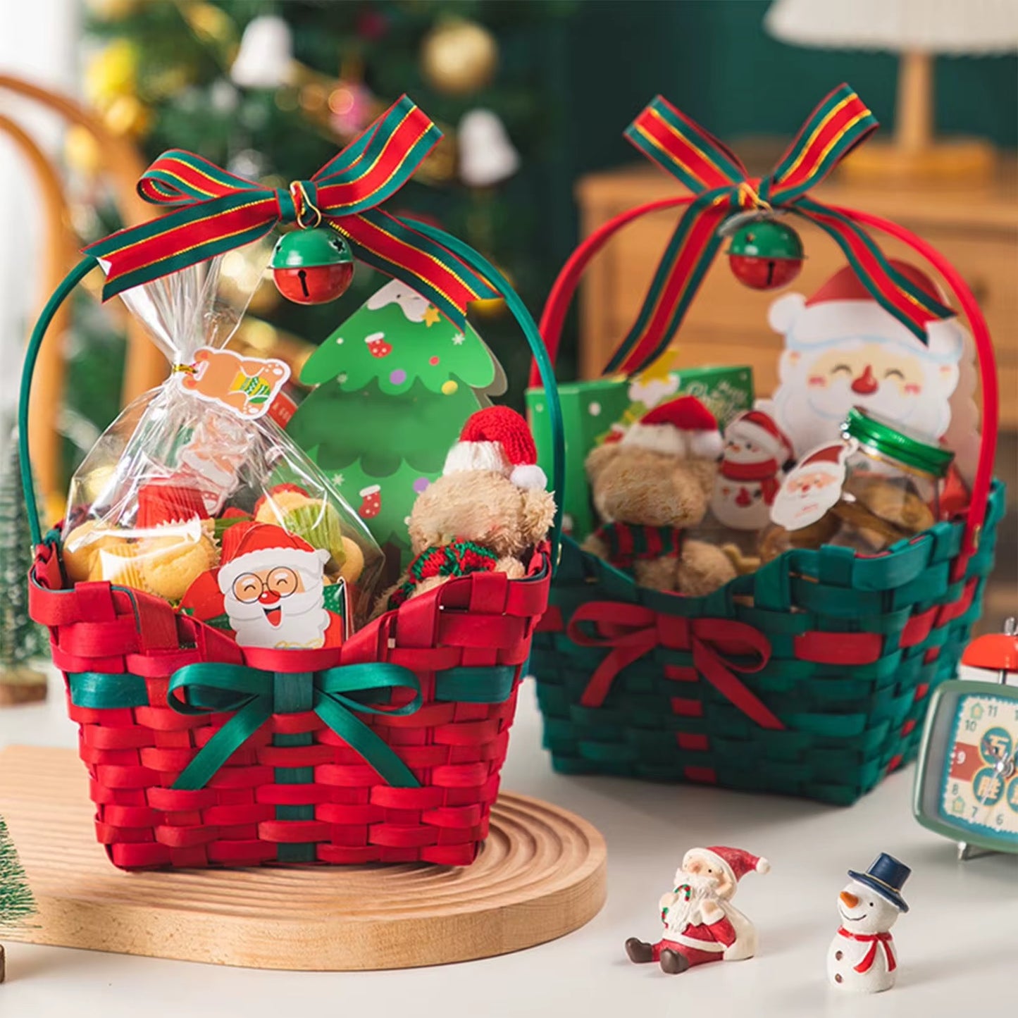 Set/2pcs - Christmas wooden Basket #FB2296