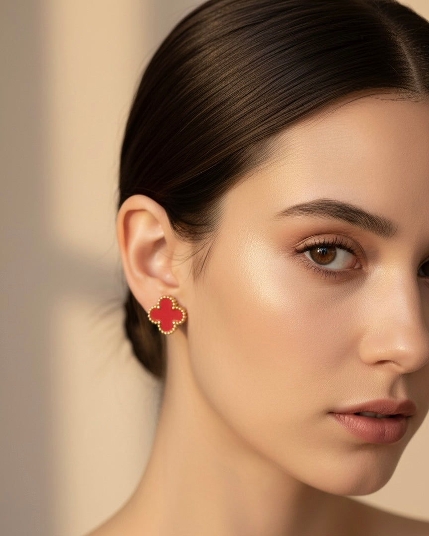 Ruby Clover Stud Earrings #SE3853