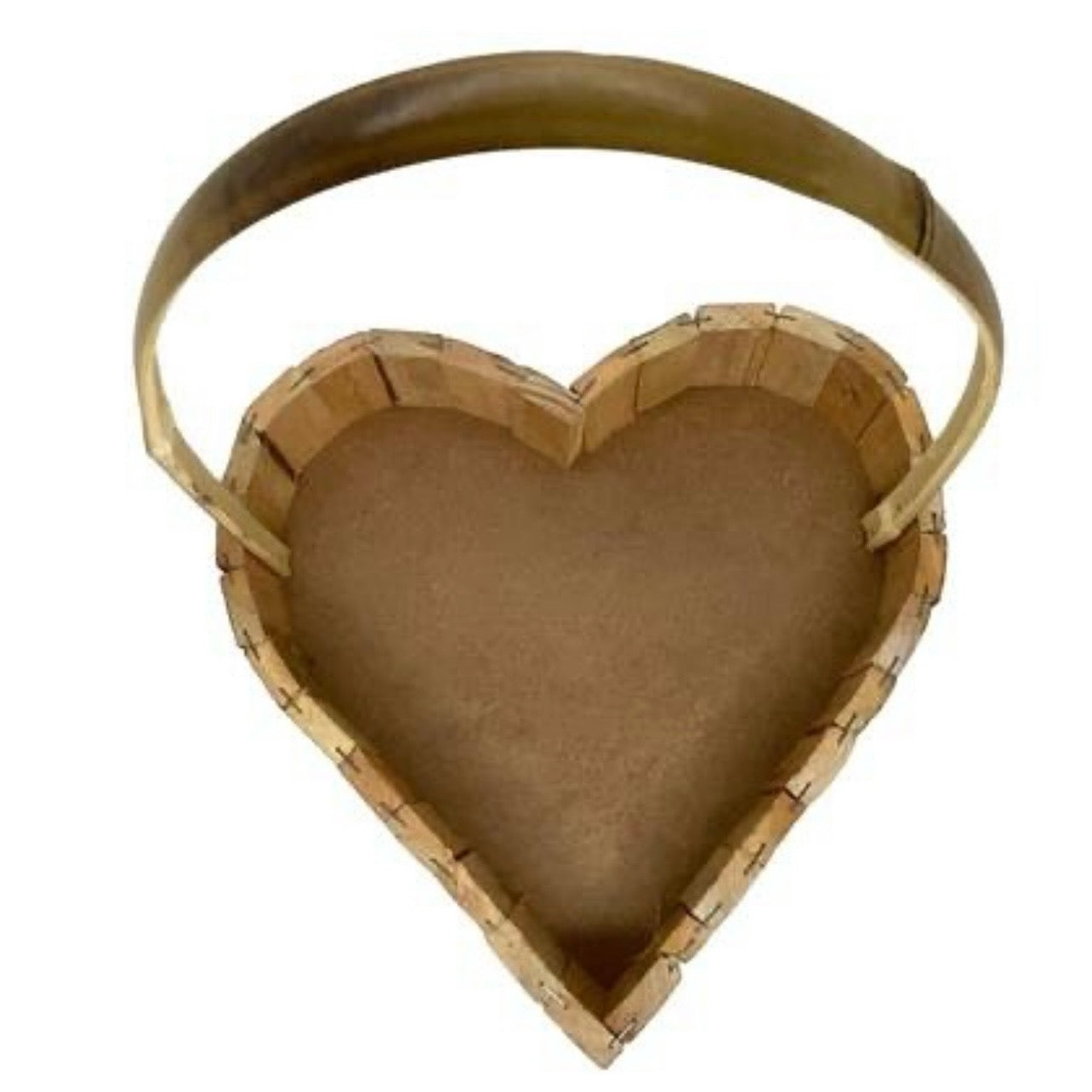 Rustic Wooden Heart Basket with Handle #WB2641