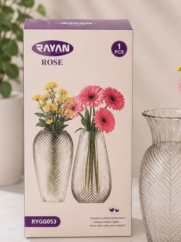 Rose Textured Glass Vase #GV3932