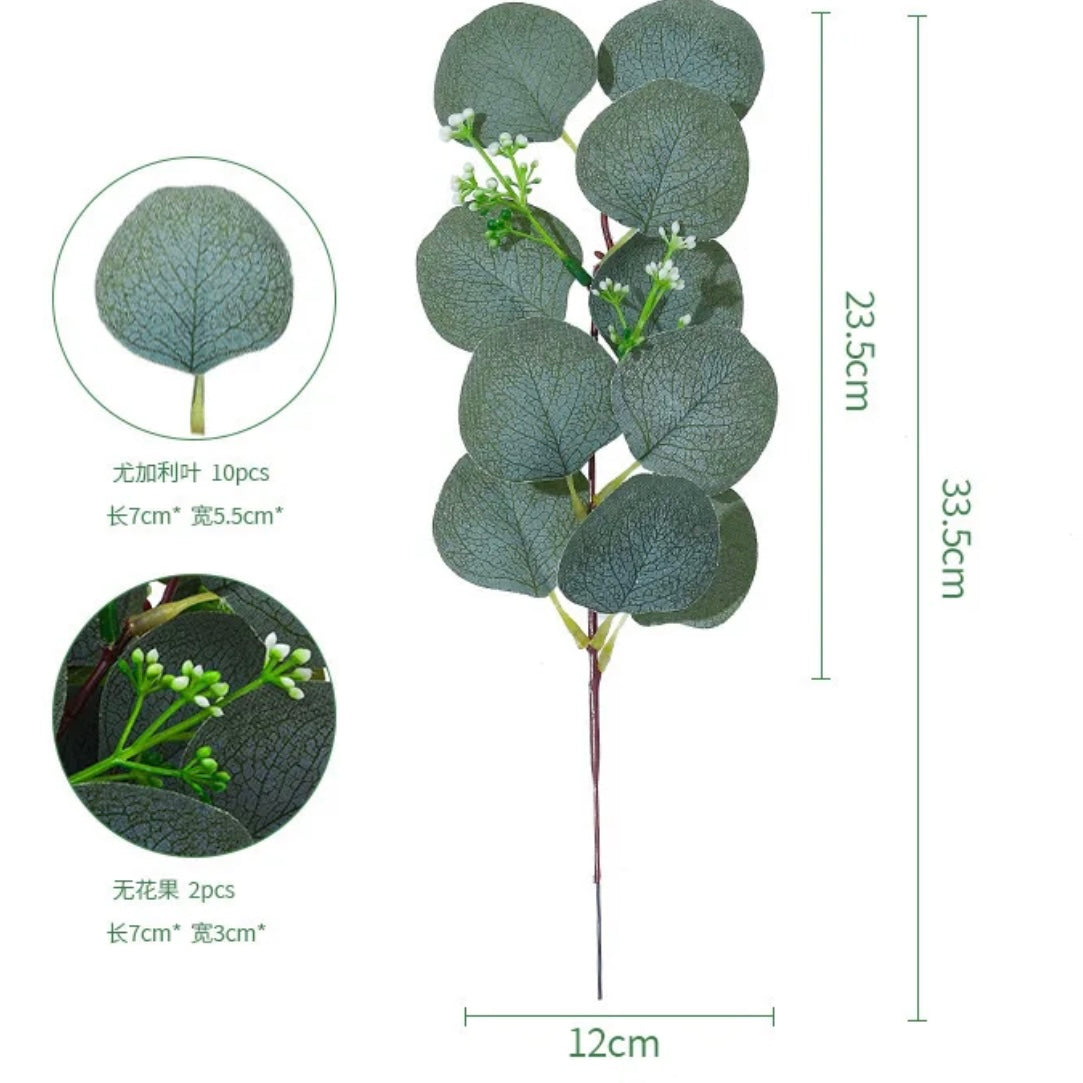 Green Plant Decoration 8-Fork Eucalyptus Simulation Artificial Eucalyptus Leaves #AF1548
