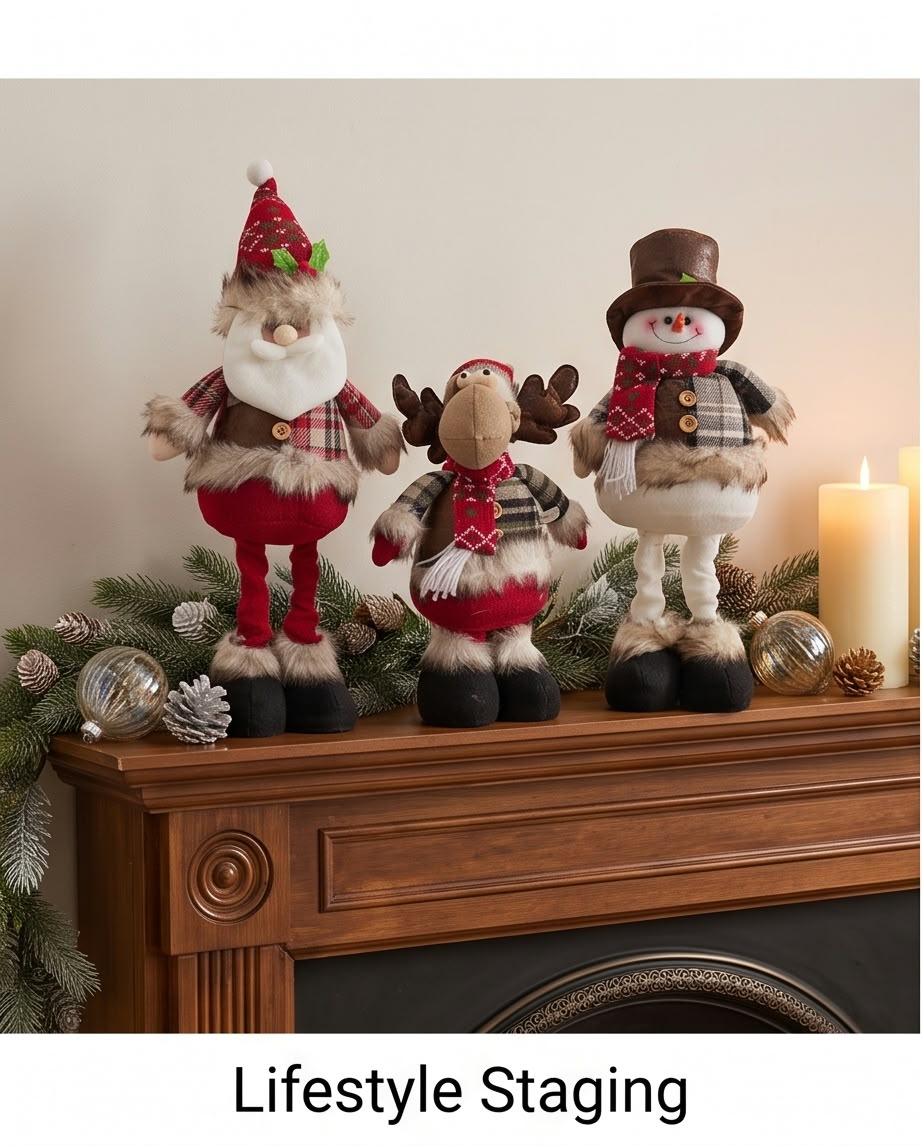 Retractable Christmas Standing Figures – Santa, Reindeer & Snowman #CP4389