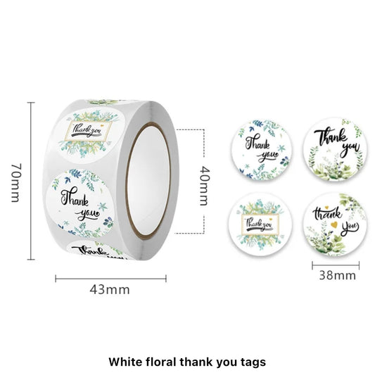 3.8cm x 500pcs Thankyou stickers #CS1306